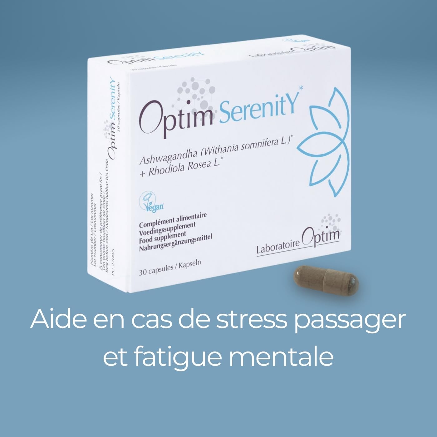 OPTIM Serenity Ashwagandha & Rhodiola Pack 3 x 30 gélules | Complément anti stress naturel, Sérénité & équilibre émotionnel, Sommeil réparateur, Capsules végan 3 mois