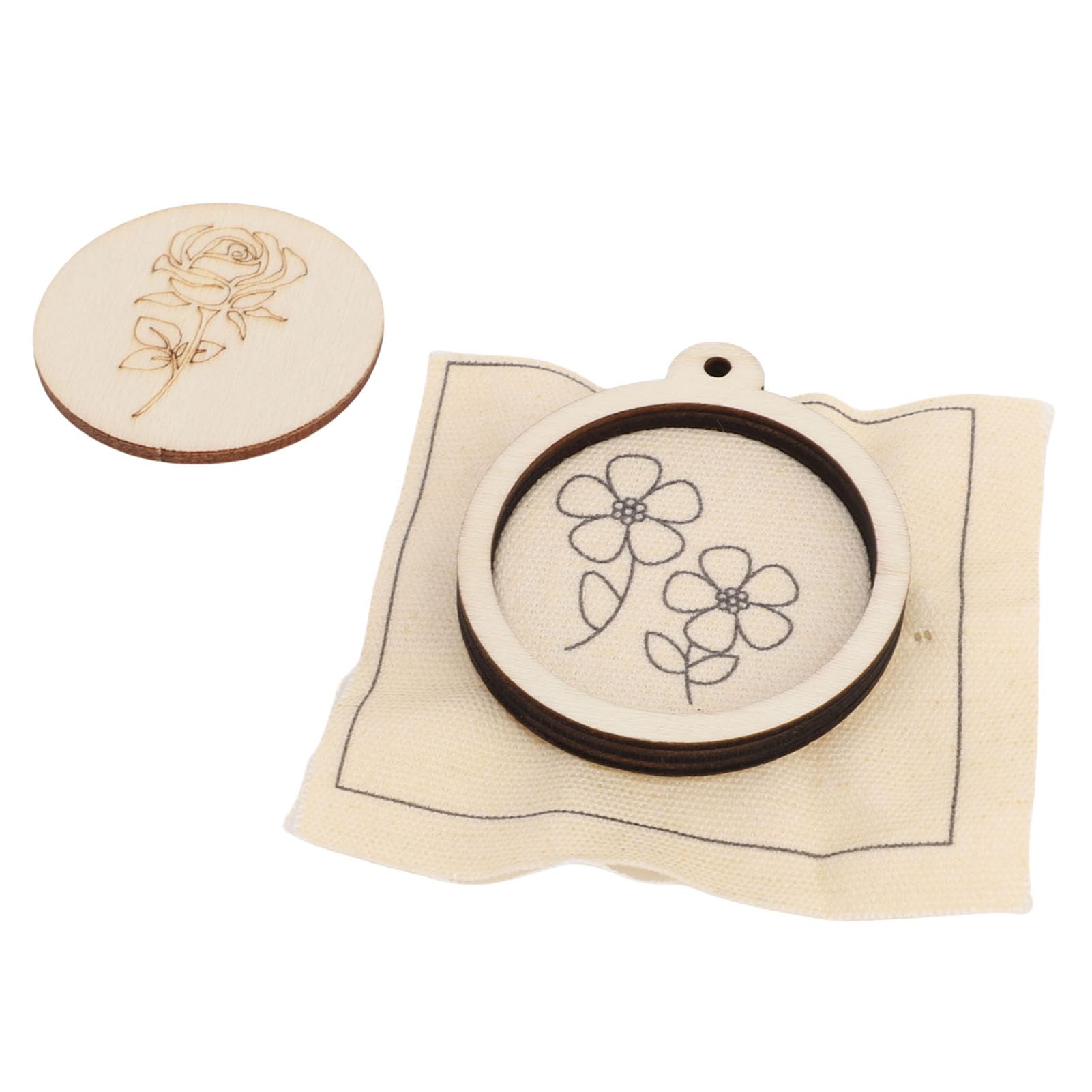 Jelquix Mini Wooden Embroidery Hoop Keychain, Glossy Texture Compact Portable Hoop, Kit for Beginners & Art Enthusiasts