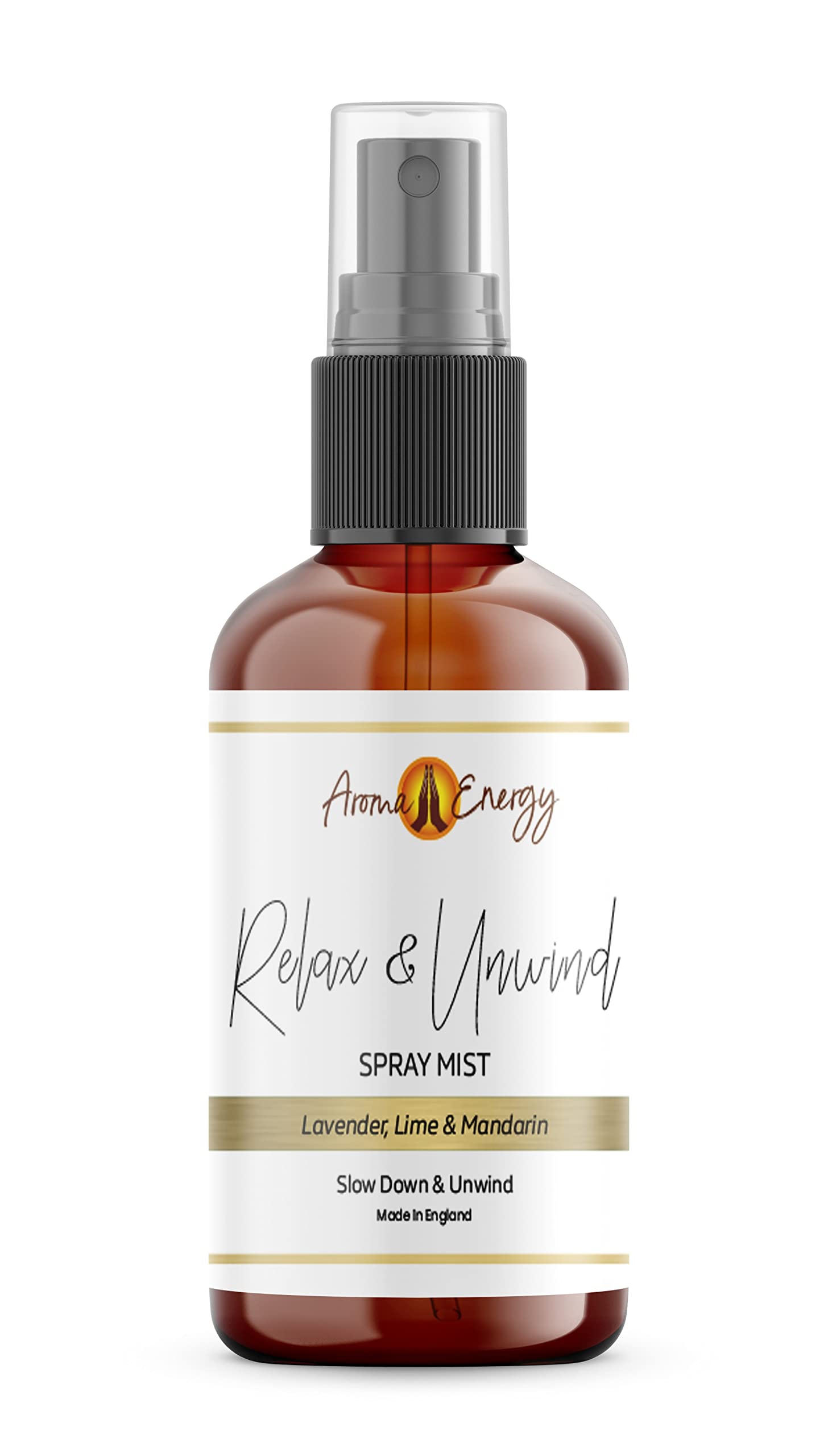 Aroma Energy Relax & Unwind Room Spray 10ml - Natural Essential Oil Fragrance Mist - Lime, Mandarin, Lavender