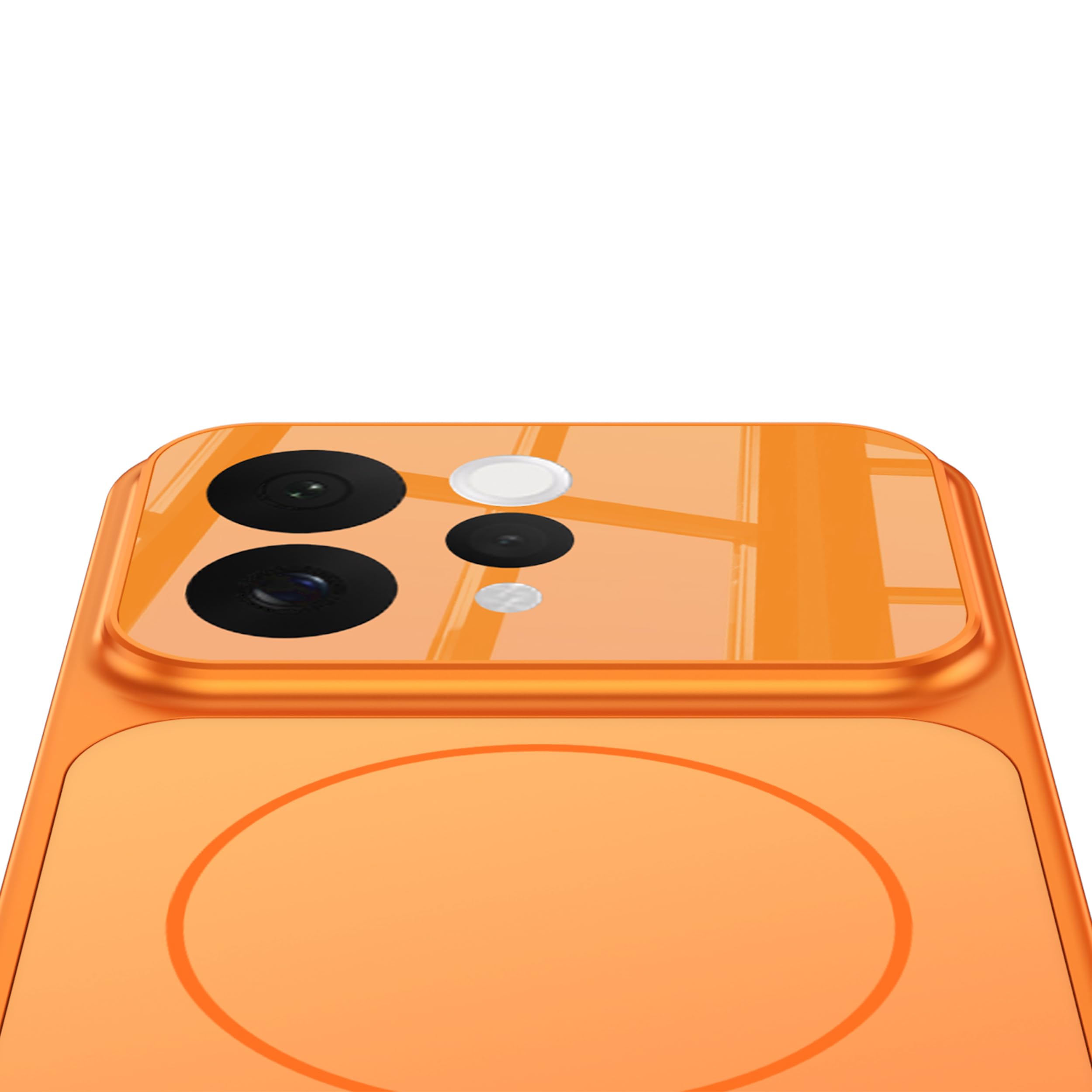 BOUNCEBACK Shockproof Rubber + Glass Hybrid Back Case Cover Support Mag - Charge for Vivo V70 / Vivo V70 Elite - Orange — Amazon image 2