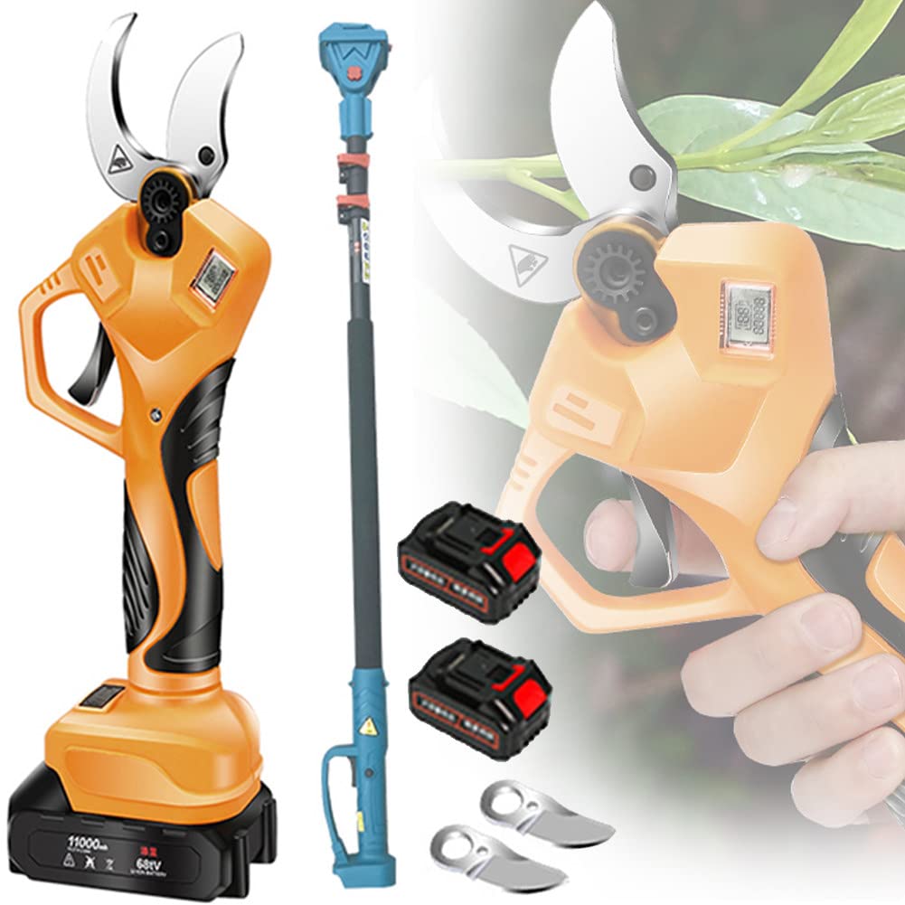 Tijeras de podar eléctricas, tijeras de podar inalámbricas de 50 mm, tijeras de podar eléctricas profesionales con batería de 3 Ah para podar jardinería, árboles frutales, viñedos,Battery*2 ( )