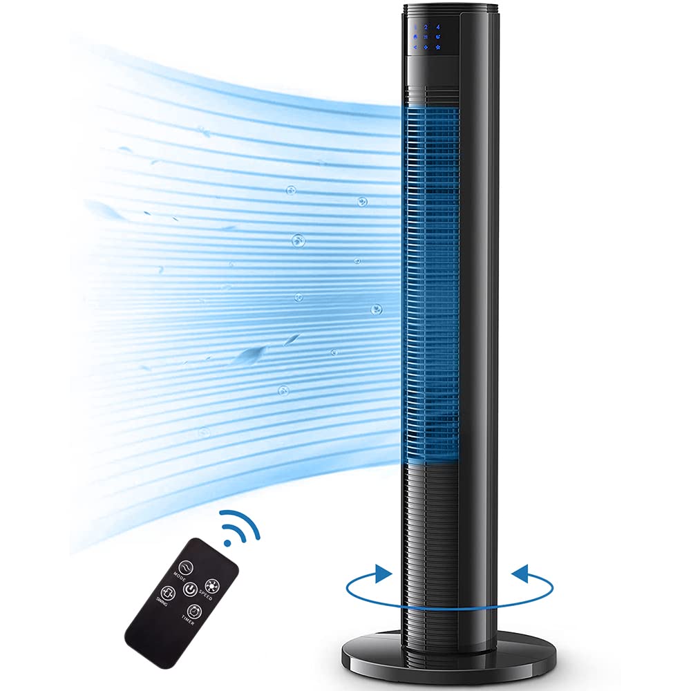 Amazon.com: KEGIAN 35 Tower Fan with Remote, Osillating Cooling Fan w/LED  Display-9Options-7H Timer, Bladeless Standing Fan for Bedroom : Home u0026  Kitchen