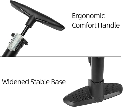 Miniatura 5 de ROCK CLOUD Bomba de piso para bicicleta con calibre 160 psi, bomba de bicicleta Presta y válvula Schrader para neumáticos, bicicleta de carretera,