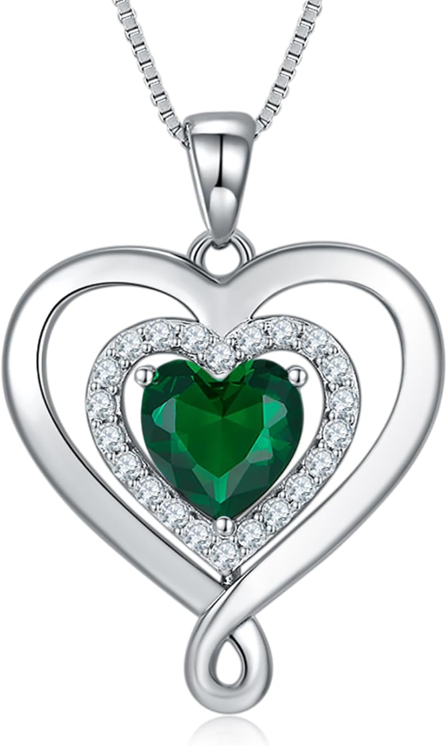 S925 Sterling Silver Jewelry for Women Infinity Heart Birthstone Love Necklace Anniversary Birthday Gifts for Wife Her Girlfriend Diamond Necklaces Gift for Mom Christmas Mother’s Day Valentine’s