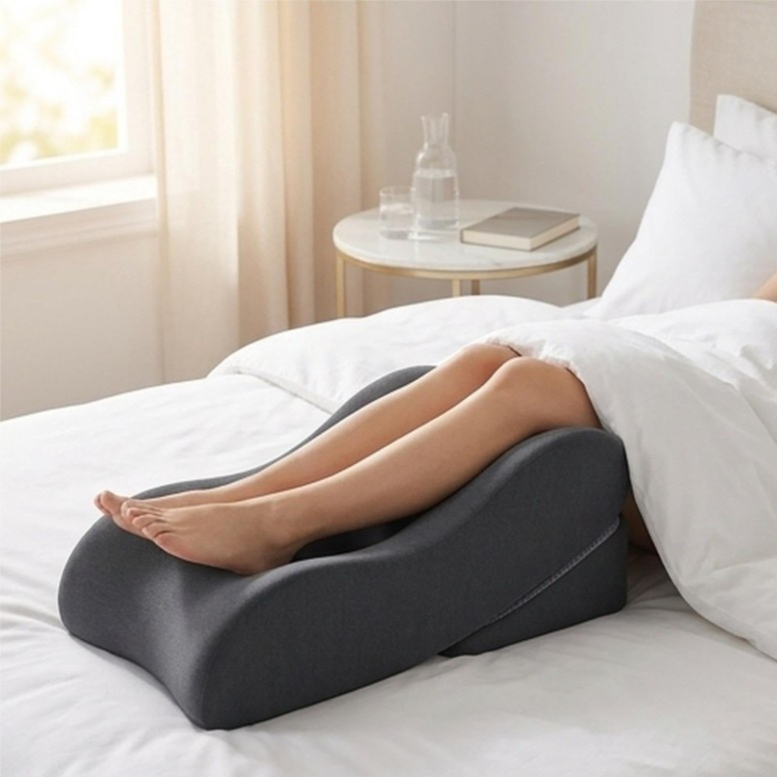 Cuscino per Elevazione delle Gambe, Cuneo per Gambe per sul Fianco, Poggiapiedi Ortopedico, Memory Foam, Cuscino di Sollievo, Grigio Scuro