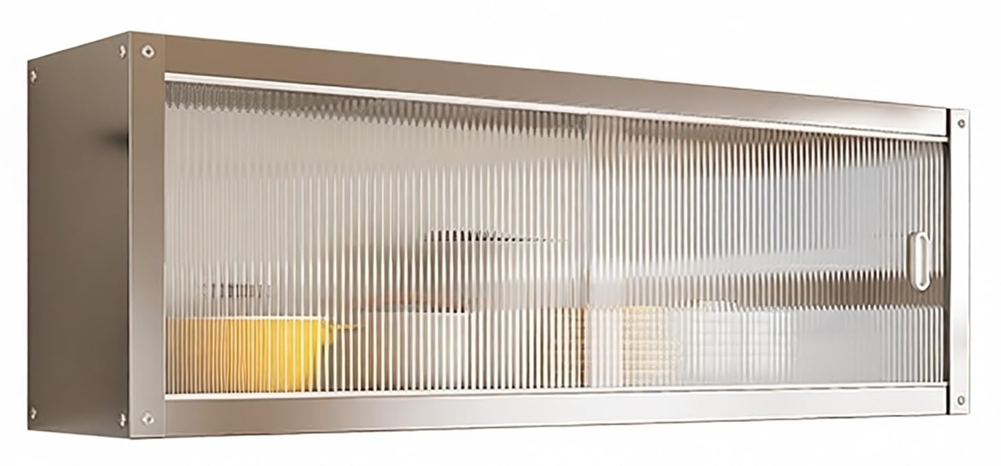 YSPZDQ Kitchen Wall Mounted Cabinet with Sliding Doors, Easy to Clean Stainless Steel Kitchen Cabinet, Wall Unit for Kitchen, Bathroom, Bedroom, Garage, Laundry Room(80 x 30 x 40cm)