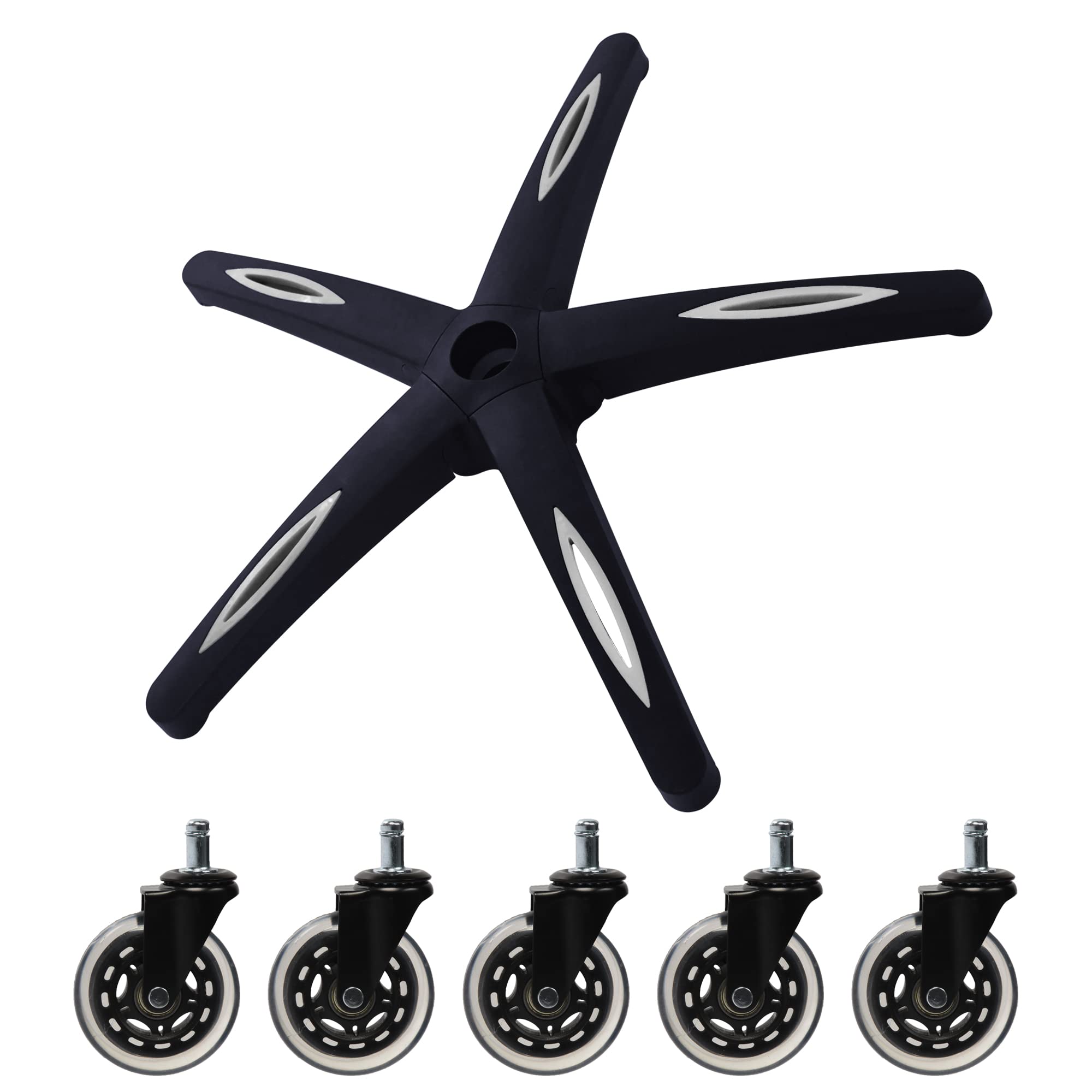 Frassie Base Per Sedia Da Gaming E Ufficio In Nylon - Diametro 71 Cm, Con 5 Ruote - Ricambio Universale (Nero)