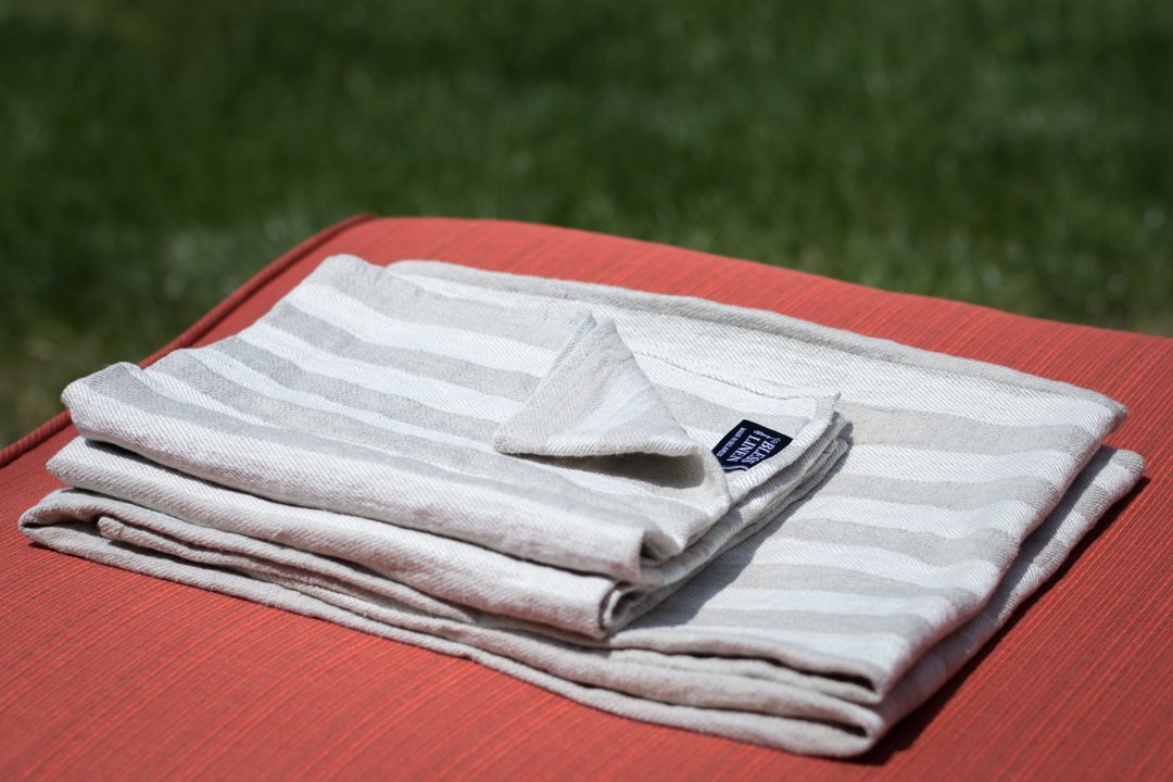 Amazon.com: BLESS LINEN Jacquard Striped Pure Linen Towel Set of 3