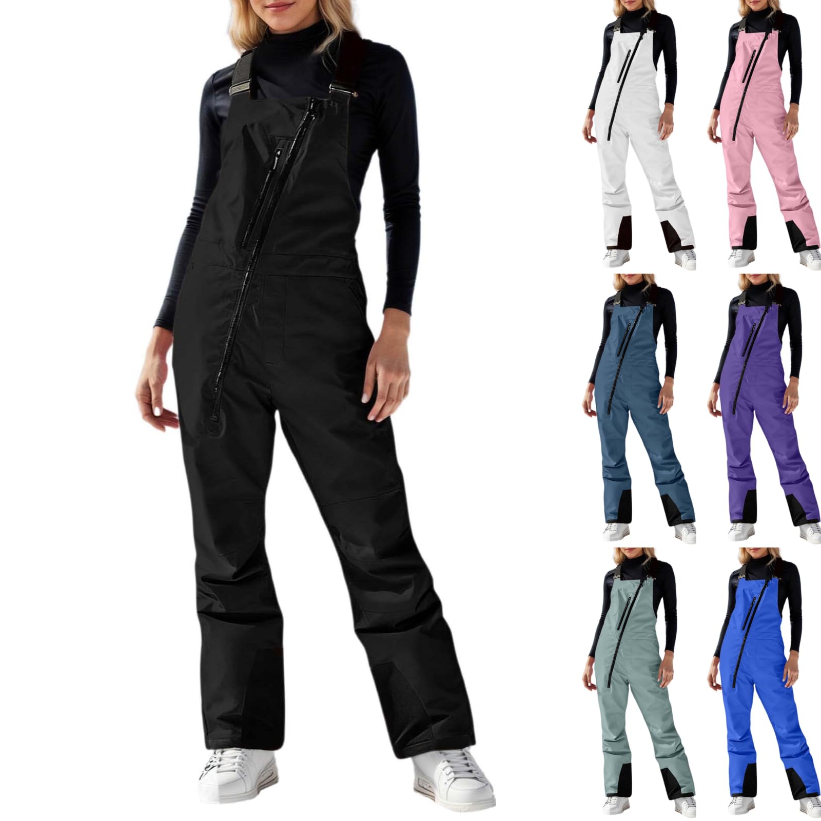 Pantalones de esquí para mujer, pantalones de nieve para mujer, impermeables, térmicos, con peto ajustable, pantalones para exteriores, resistentes al viento, pantalones de snowboard, pantalones de