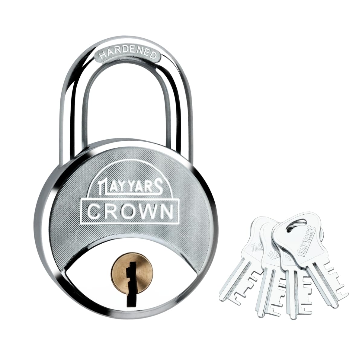 NAYYARS Crown Bright Round Padlock Iron Body Silver Color Finish Home Door Lock with 4 Common Keys (Silver, 67 mm, Pack of 1) (B0D9FJ32QT) Amazon Price History, Amazon Price Tracker