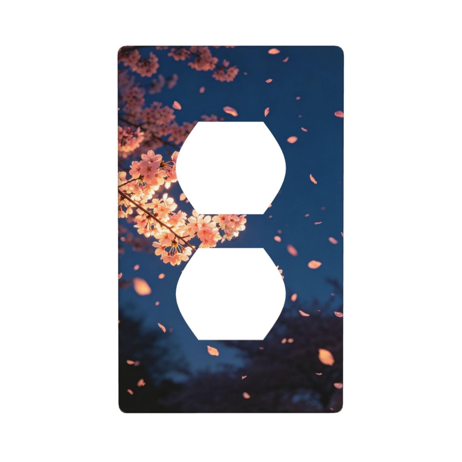 Night Cherry Art Decorative Switch Plate Cover-Unbreakable Polycarbonate Wall Plate for Home Office, 1 Gang with Screws