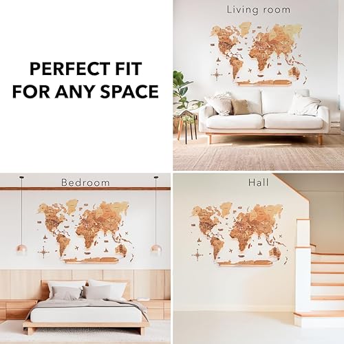 Miniatura 6 de Enjoy The Wood Mapa del mundo de madera LED 3D 3.0  Arte de pared moderno decoración del hogar regalos  Iluminación LED decoración de pared idea de