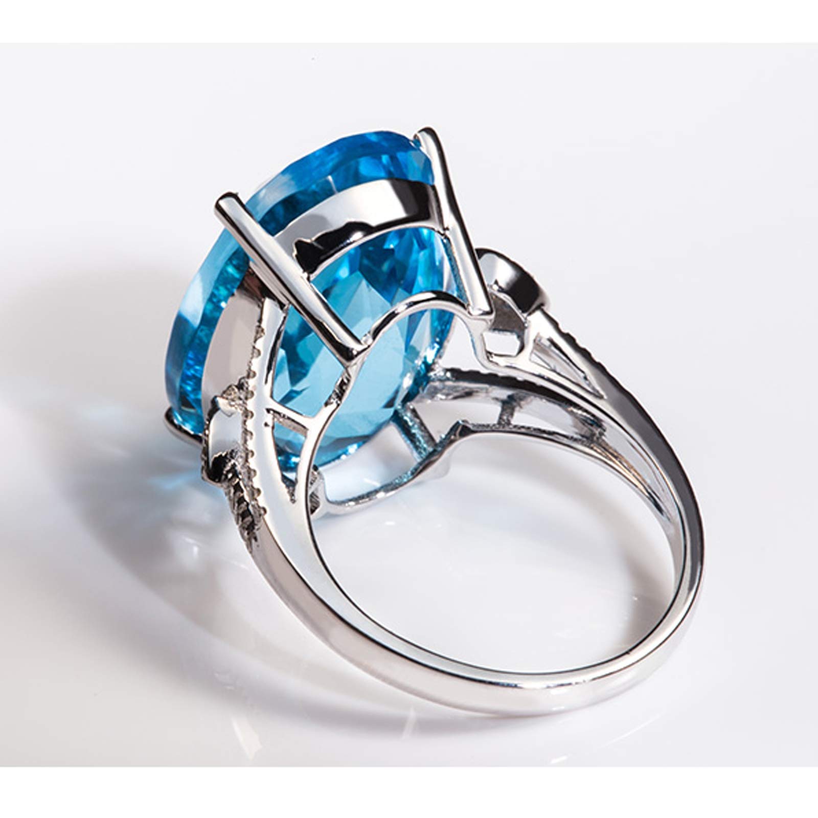 Beydodo Pierścionek z białego złota 750 duży owalny topaz 18,51 ct pierścionek zaręczynowy dla kobiet z diamentem e białe złoto, 54 (17,2), colore: białe złoto, cod. TLLWGZ4245