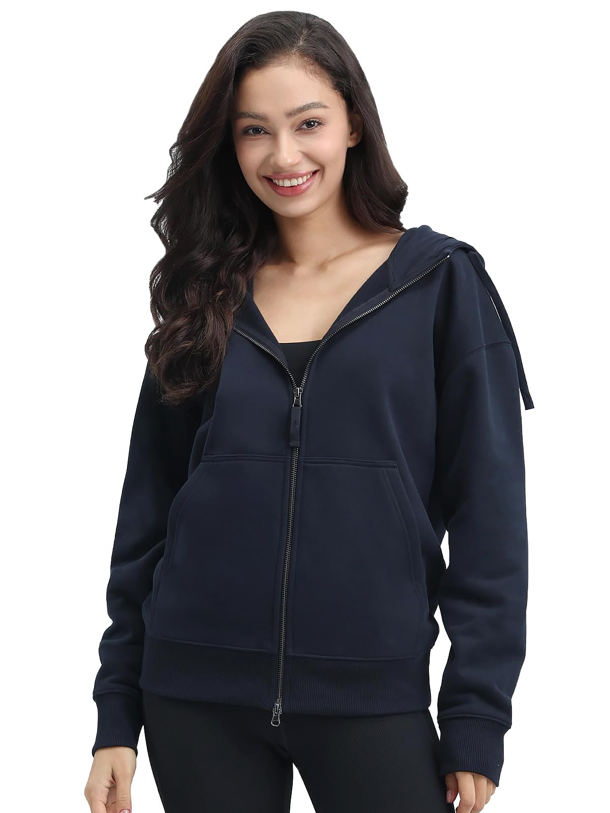 Mega Tshop Heavyweight Fleece Two-Way Zip Up Hoodie | 350 GSM Cotton Blend Fabric, Soft Plush Texture, Pockets, Comfy, Warm, Unisex, XS-4XL, Zipper Hooded Sweatshirt for Men Women