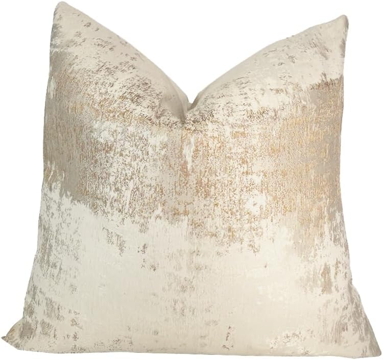 THETINOART Sparkling Decorative Throw Pillow Covers Soft Beige Gold