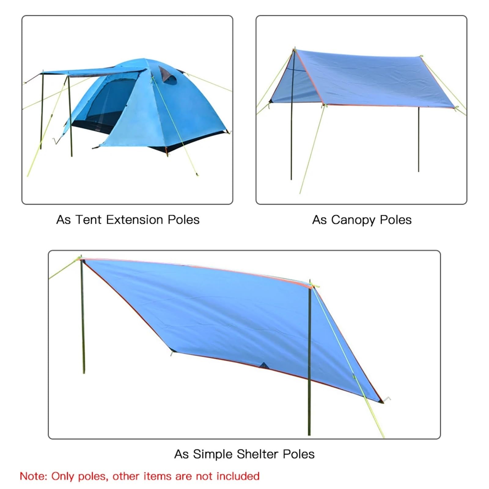 Zeltstangen Outdoor Camping Zeltausrüstung Baldachin Plane | Baldachin-Stützstangen, Eisen-Vordach-Markisenrahmen, Campingzelt-Zubehör