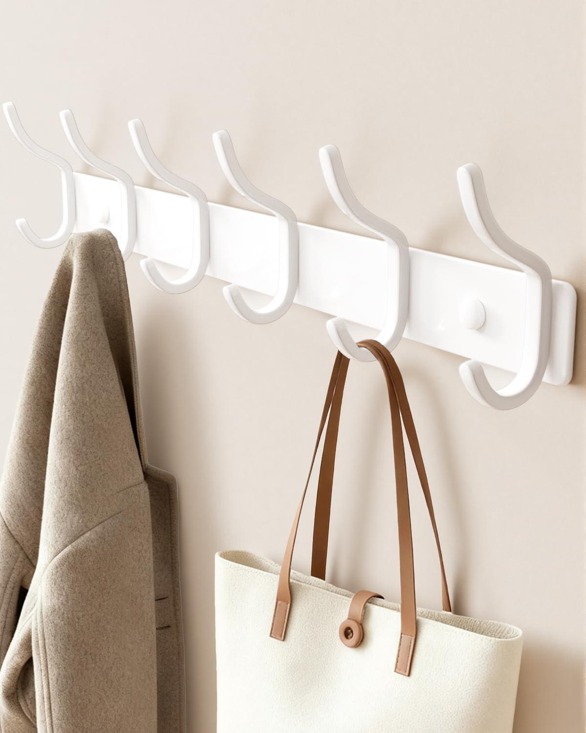 Photo 1 of DR. OXXIER 6-Hook Aluminum Coat Rack (White)