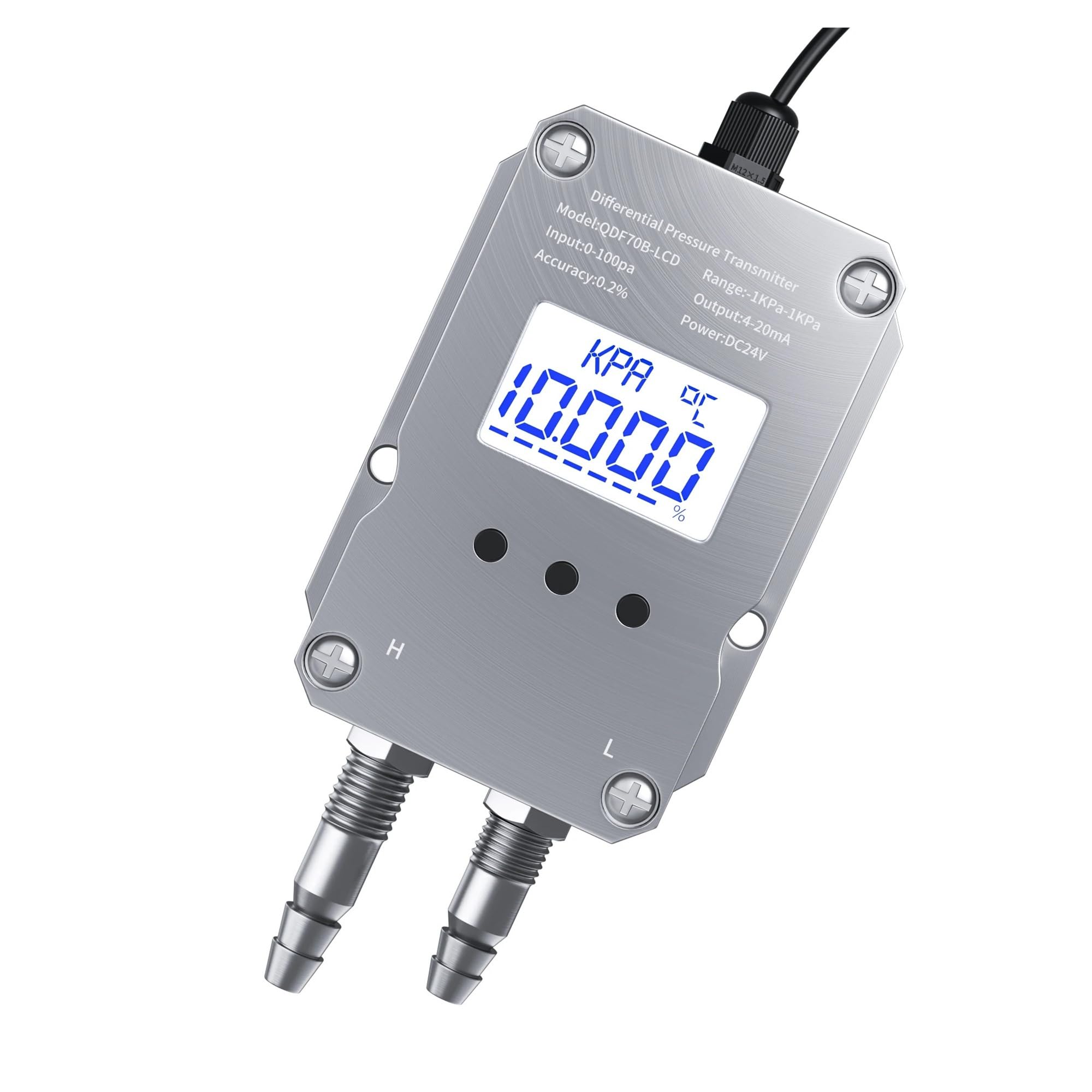 Transmetteur de pression différentielle RS485 avec écran LCD capteur air 0-100pa