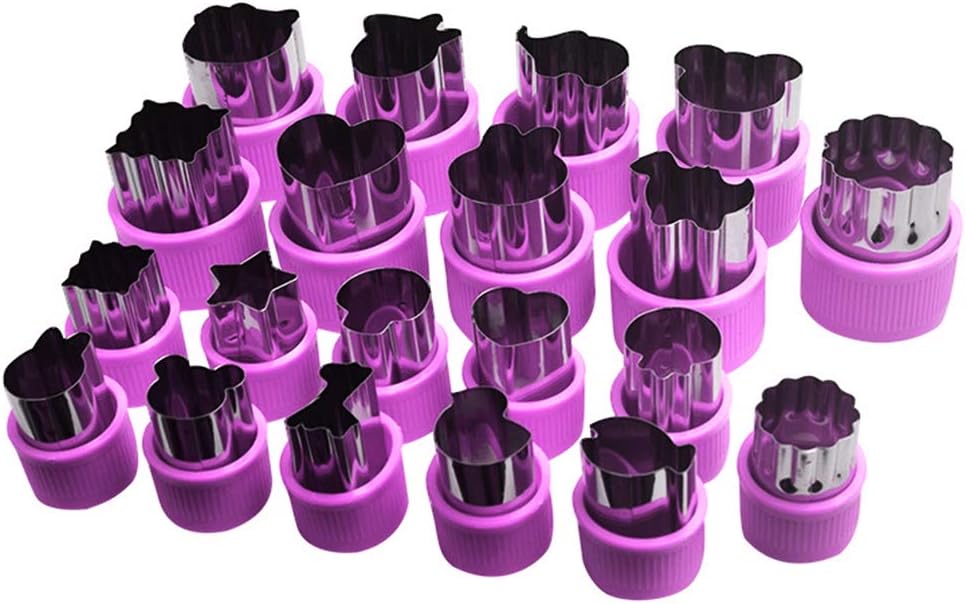 Aoktech 20 PCS Vegetable Cutters Cookie Cutters Shapes Set Kid Food Mold Mini Cute Sandwich Cookie Mould and Biscuit Cutter (Purple)
