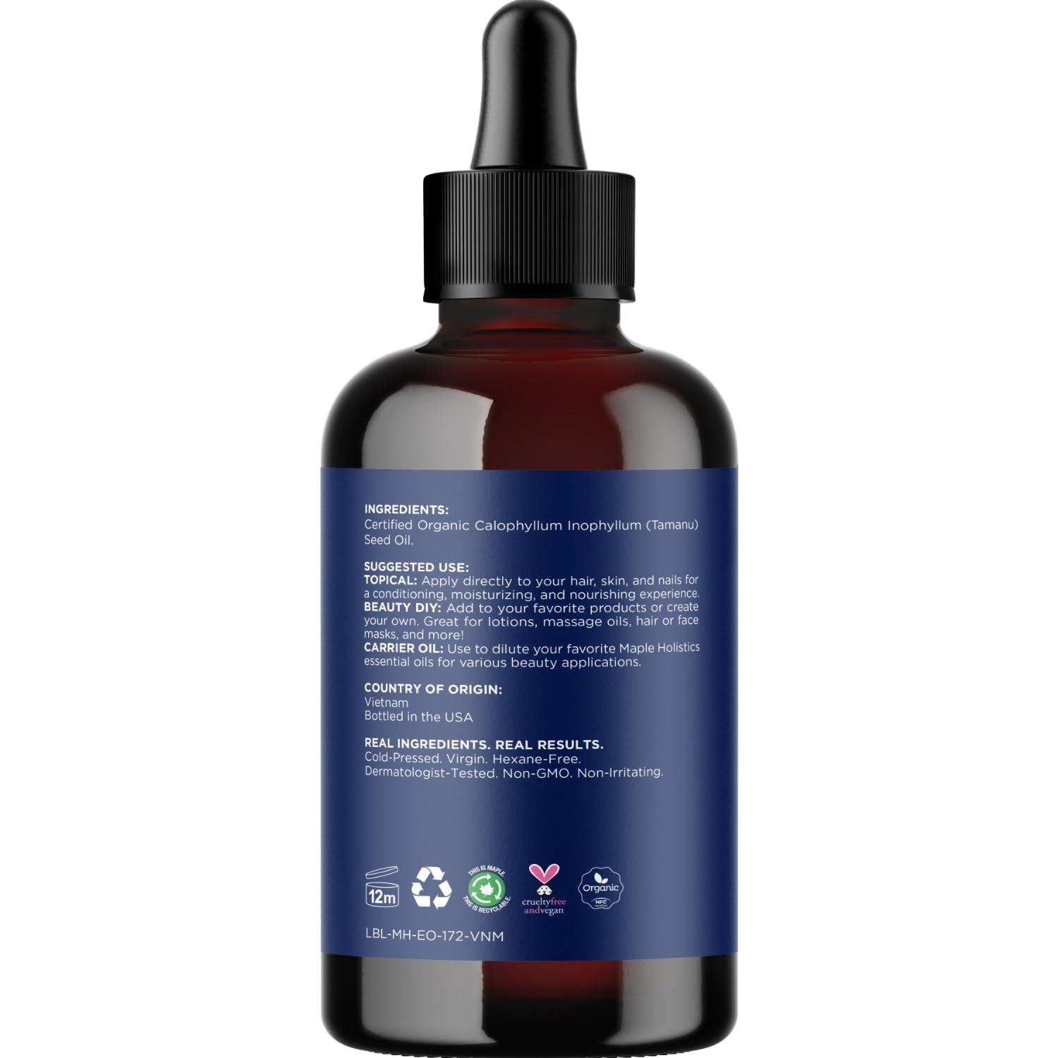 100% Pure Organic Tamanu Oil - Cold Pressed Tamanu Oil Organic for Skin and Hair Care - Virgin Unrefined Non-GMO Vegan & Cruelty Free Skin and Face Moisturizer - Dermatologist-Tested (4 Fl Oz) - Image 3