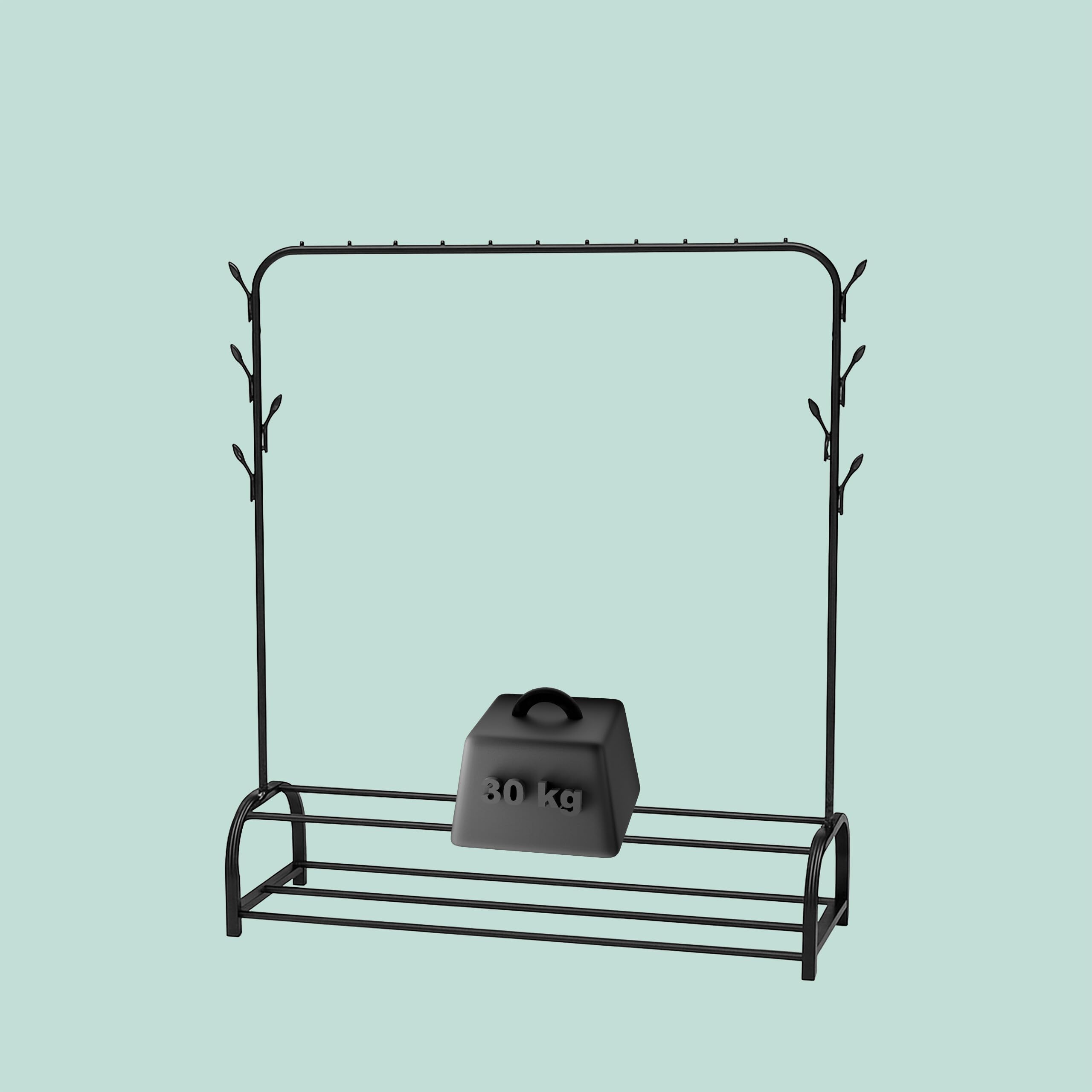 Relaxdays Wieszak na ubrania, na kurtki, czapki i buty, metal, wys. x szer. x gł.: 158 x 110 x 40 cm, czarny