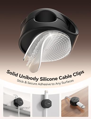 Miniatura 3 de FLYLEAD - Paquete de 8 organizadores de cables magnéticos de silicona, organizador de cables adhesivos debajo del escritorio, organizador de cables