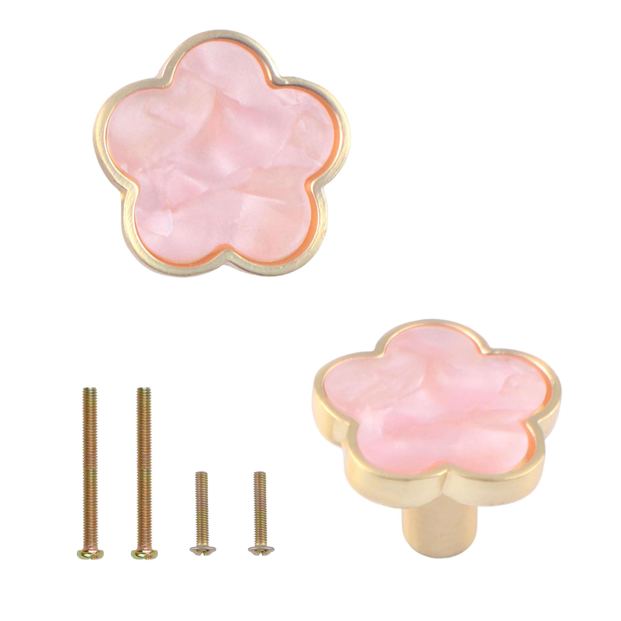 MOROBOR Decorative Pink Flower Kitchen Cabinet Knobs, 2 Pcs Creative Dresser Drawer Pulls Furniture Cupboard Door Pull Handles Single Hole Zinc Alloy Knobs Furniture Accessories