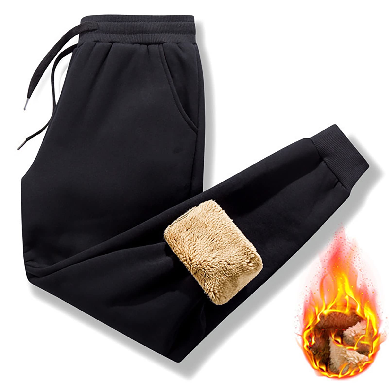 Joggers Hommes Thermo Fleece Pantalons De Sport Loisirs Doublés Épaissie Hiver Chaud Sports Pantalons De Survêtement Workout Gym
