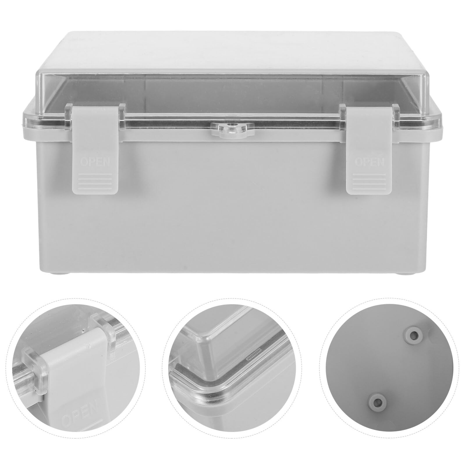 Scatola di Giunzione Elettrica Stagna in Plastico 220x170x110 | Cassetta Derivazione per Esterno, Coperchio a Cerniera, Piastre di Montaggio Incluse, Design Industriale
