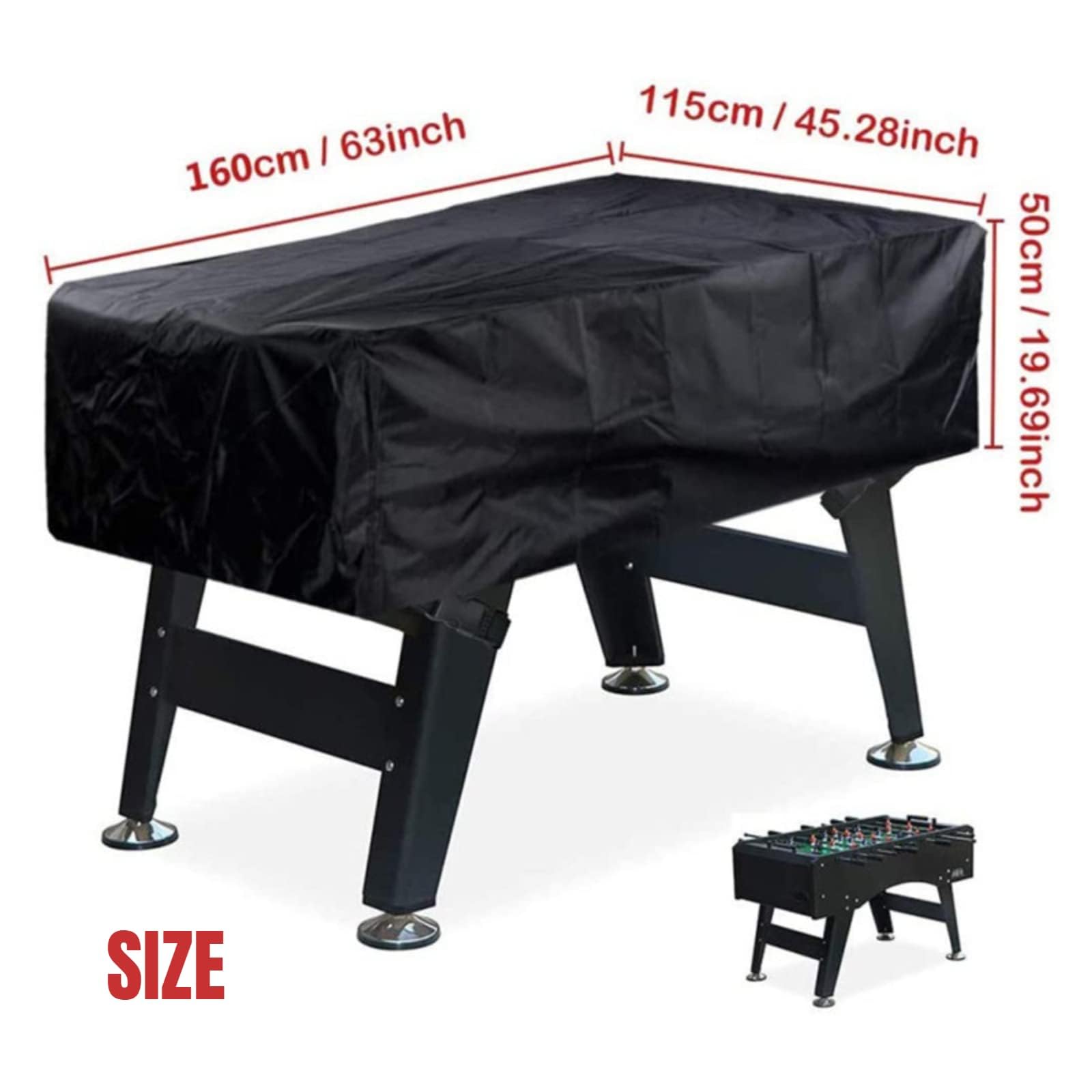Copertura per Biliardino, Telo Antipolver per Calcio Balilla con 4 Cinghie Regolabili, Impermeabile, 210D Oxford Nero 160x115x50cm
