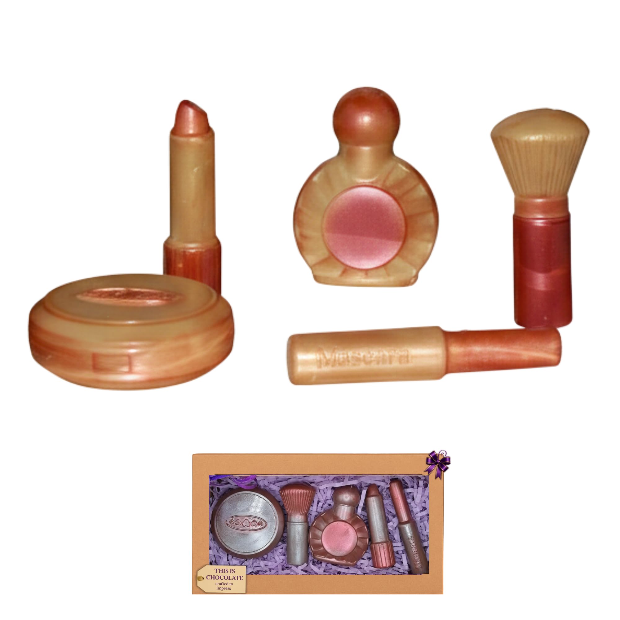 Handmade MAKE-UP White Chocolate set from Belgian chocolate Gift or Cake Topper Decoration.