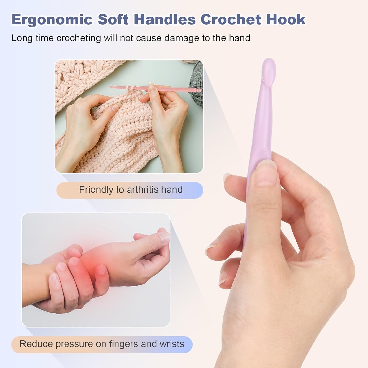 BALTHAZAR,Plastic Crochet Hooks 12 pcs Different Sizes,Ergonomic Steel Crochet Needles Set DIY Yarn Weaving Tools Knitting Kit for Crochet Loves to Make Socks, Hat, Scarf, Bag, Cap 2