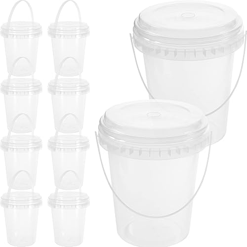 GANAZONO 10 unidades de cubo de bebidas de burbujas para té con tapas, cubo de frutas, taza de té de burbujas, cubo transparente para palomitas de