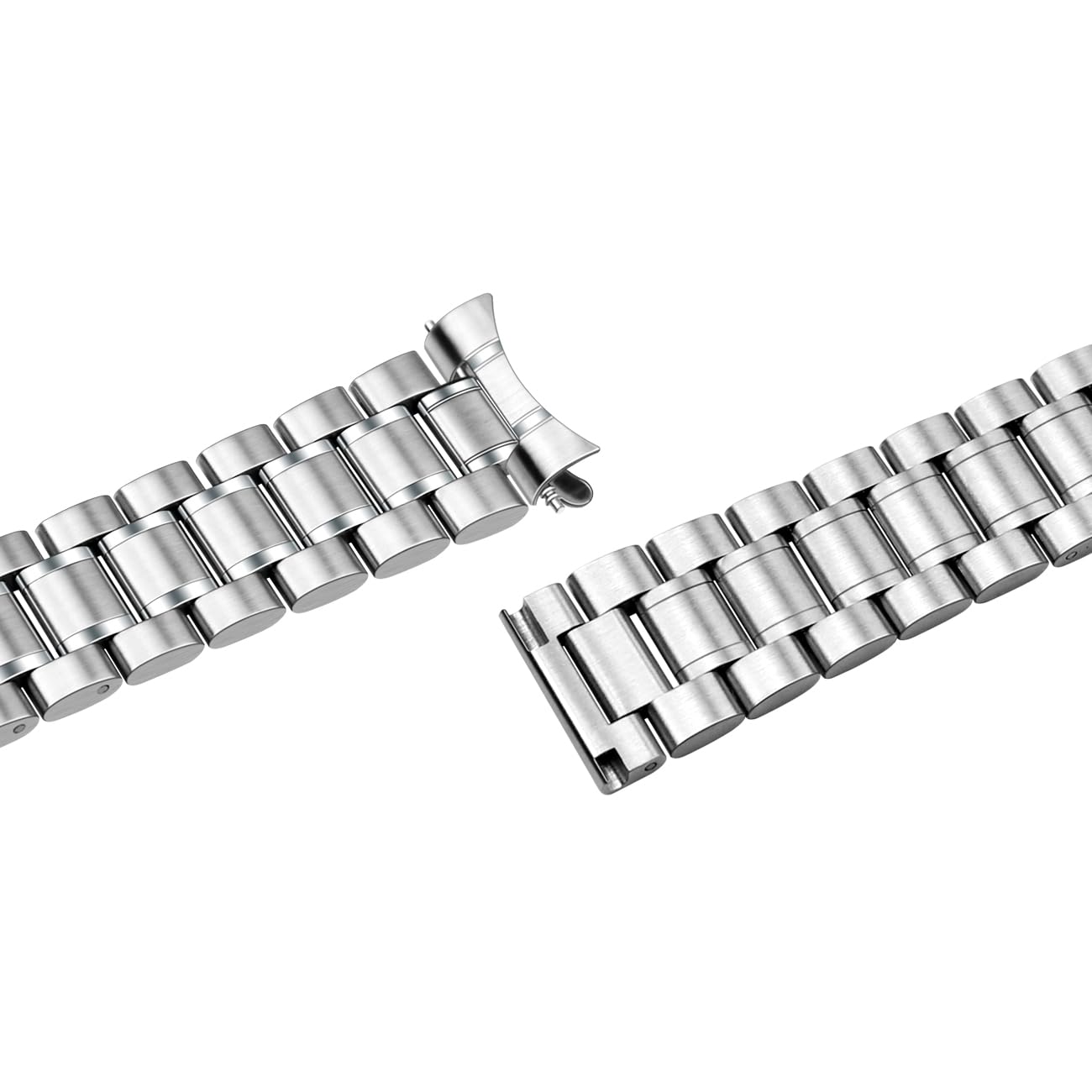 Bracelet de montre universel de 22 mm en acier inoxydable massif avec extrémités incurvées, bracelet de rechange pour homme et femme, argent