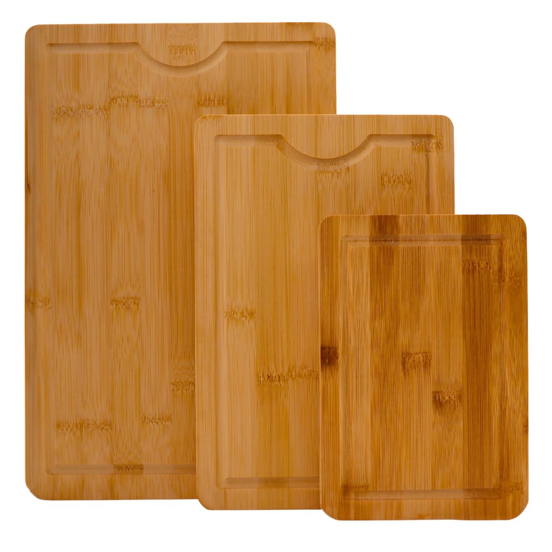 Lacers PurpleLine Tabla de cortar de madera de bambú, juego de 3 piezas, apto para lavavajillas, tabla de madera para cocina y desayuno, tabla de bambú, tabla para cubrir la estufa, tabla de cortar