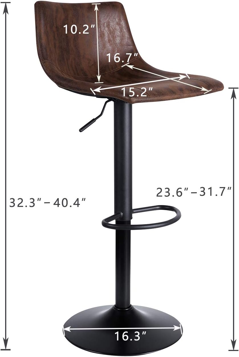 SUPERJARE Set of 2 Bar Stools, Swivel Barstool Chairs with Back, Modern Pub Kitchen Counter Height, Retro Brown, Fabric: Kitchen & Dining