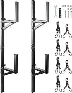TOPTGO Trailer Ladder Rack for Enclosed & Open Trailers - Heavy-Duty Steel Side Mount, 800lbs Capacity, Carries 2 Ladders