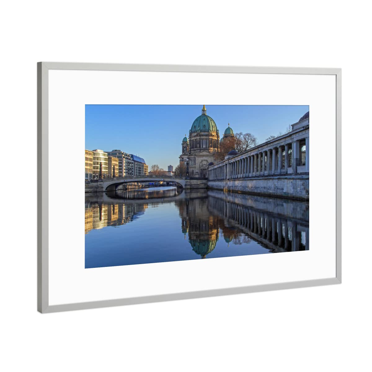 artboxONE Poster mit Rahmen Silber 60x40 cm Berliner Dom 2" von Heiko Lehmann - gerahmtes Poster