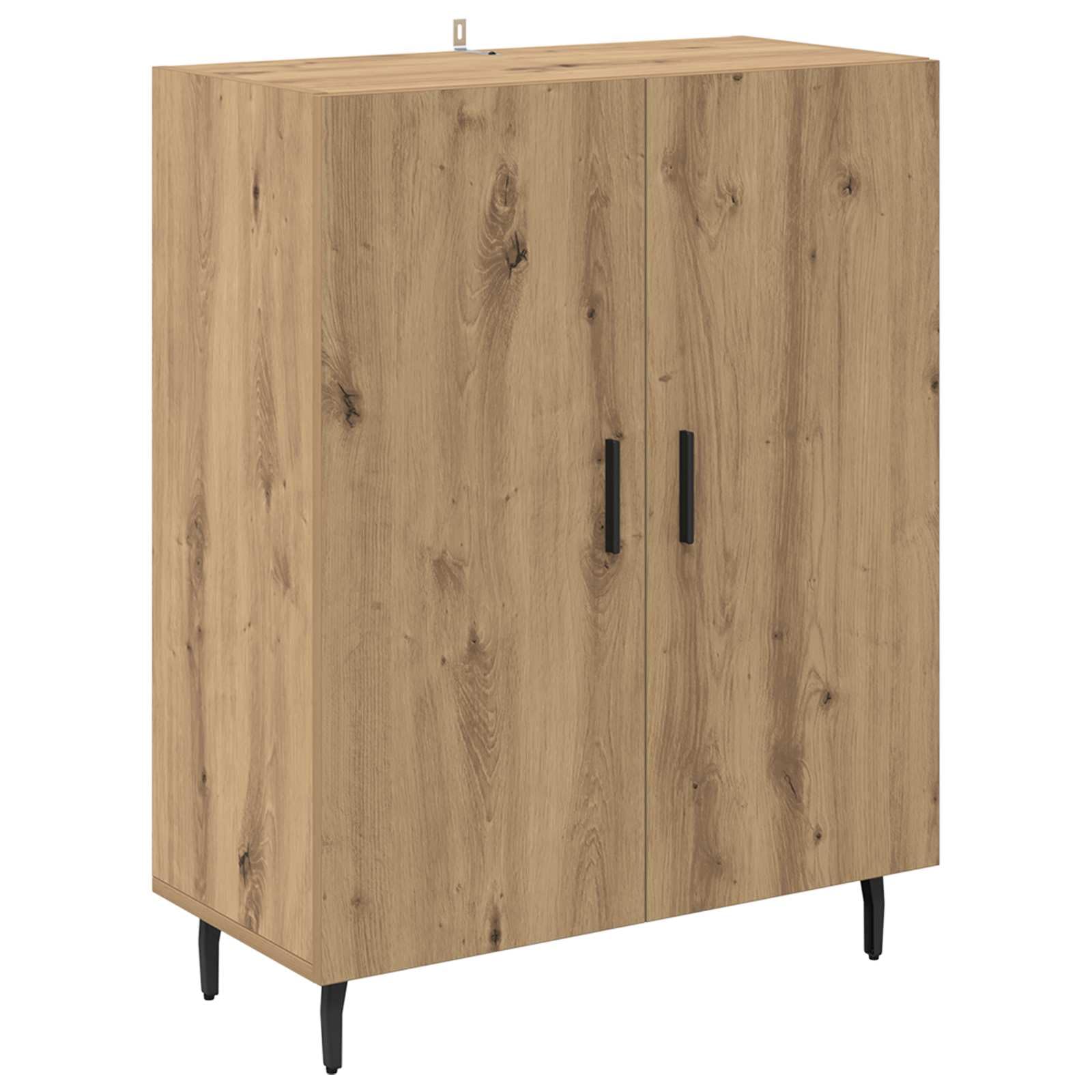 Buffet haut en bois de chêne Artisan 69,5 x 32,5 x 180 cm 2 pièces avec beaucoup d'espace de rangement pour salon, salle à manger, rangement moderne et ordre