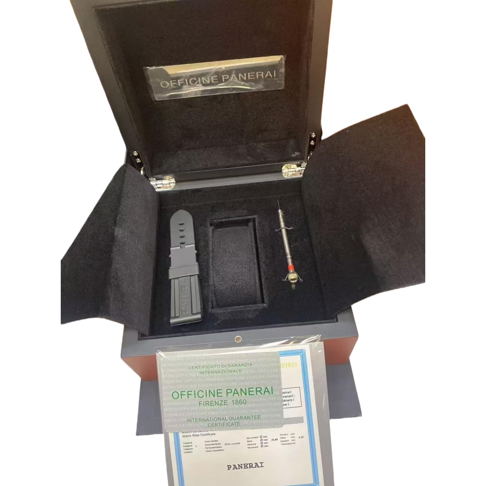 Grand Bois Montre Présentation Coffret Rouge Marron Finition Noir Intérieur Rangement Organisateur Accessoires Outil Inclus Boîte pour Panerai Luminor