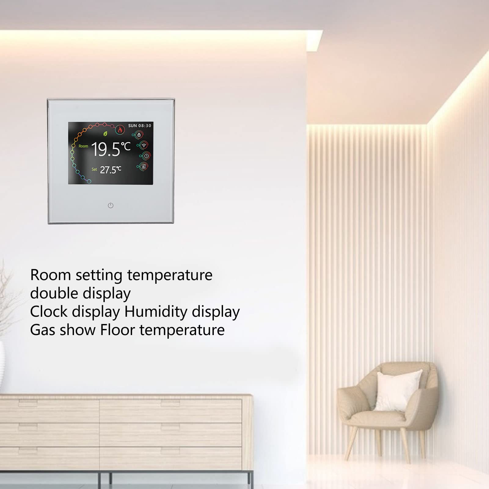 Inteligentny termostat bezprzewodowy ekran dotykowy Wi -Fi Dokładna kontrola temperatury dla Home Office ABS Materiał Energia Termostat oszczędności