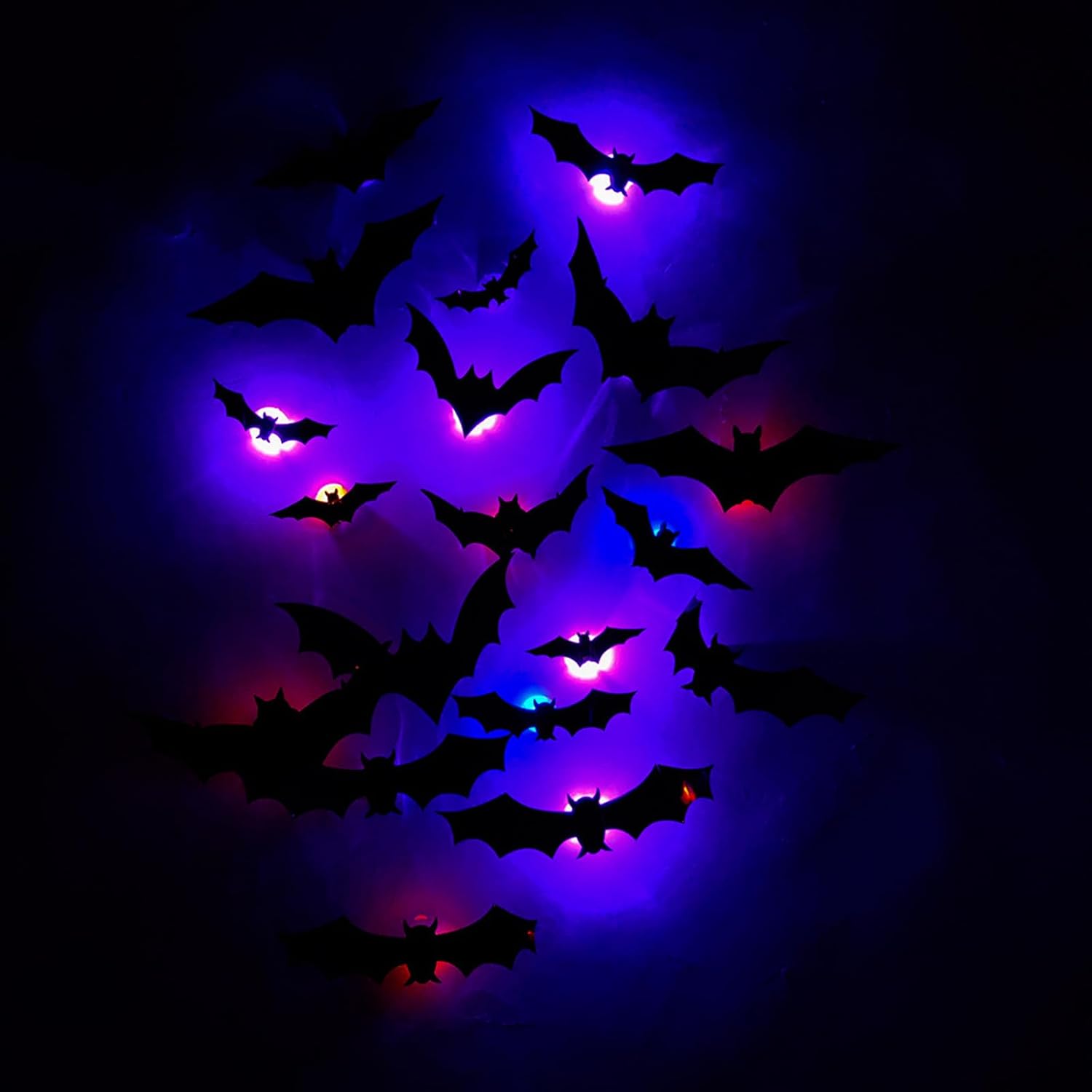 LEDライト付き リアルな壁用ステッカー ハロウィン装飾 窓壁用 【豆】 光るステッカー