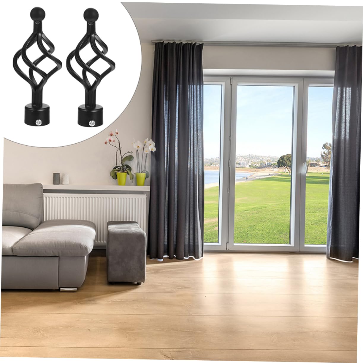 Pommeau de Cage Torsadée pour Tringle à Rideaux 28mm, Fer, 4 Pièces