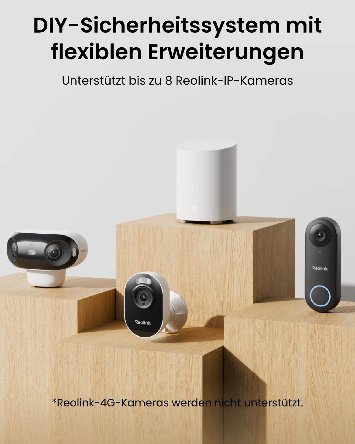 Reolink 2K Überwachungskamera Aussen Set mit Home Hub Mini, Farbnachtsicht, 2,4/5GHz Wi-Fi, KI-Erkennung, 24/7 Aufnahme, Zentrale Verwaltung & Kostenloser Lokaler Speicher, Lumus Plug-in 2-Kamera-Set