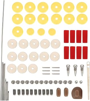Flute Maintenance Kit, Metal Musical Instrument Full Repair Tool Set, Flute Cleaning Kit Including Roller, Sound Hole Pad, Screw, Block Glue, Pin Bolt Block Pads,83PCS