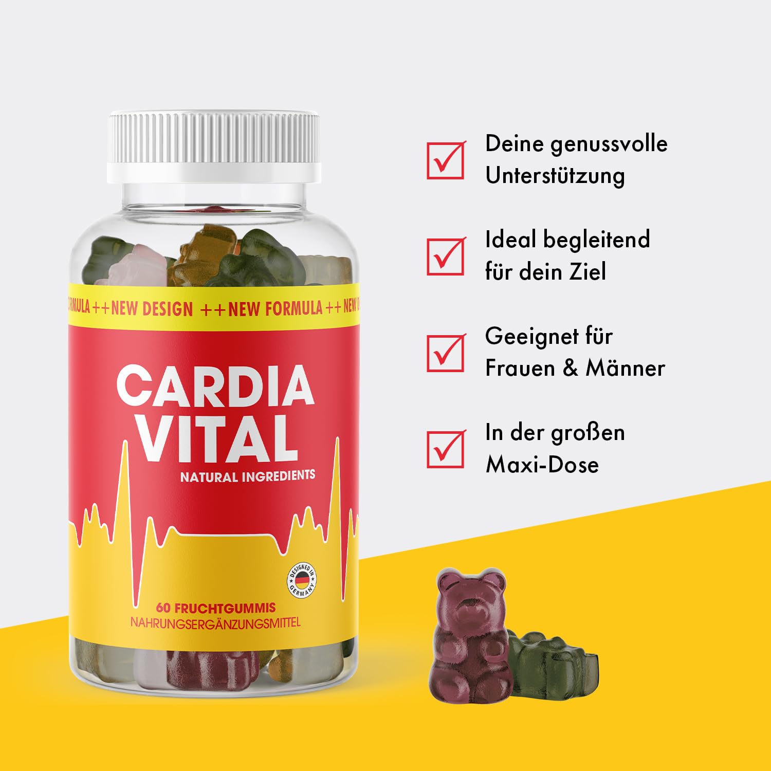 Cardiavital Fruchtgummies | Ideal begleitend für dein Ziel | für Männer & Frauen | Inhalt 60 Gummies