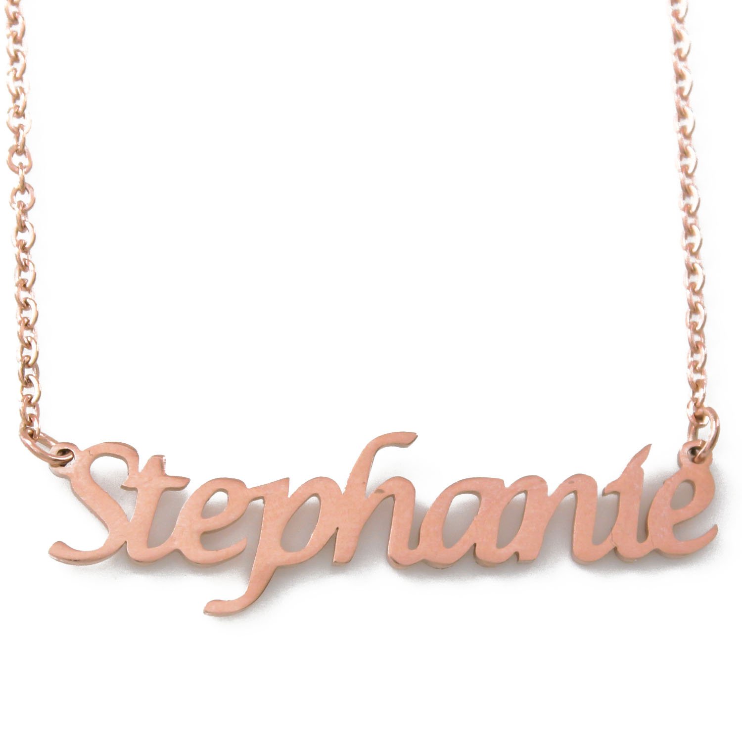 Stephanie Name Necklace 18ct Rose Gold Plated Personalized Dainty Necklace - Jewelry Gift Women, Girlfriend, Mother, Sister, Friend, Gift Bag & Box