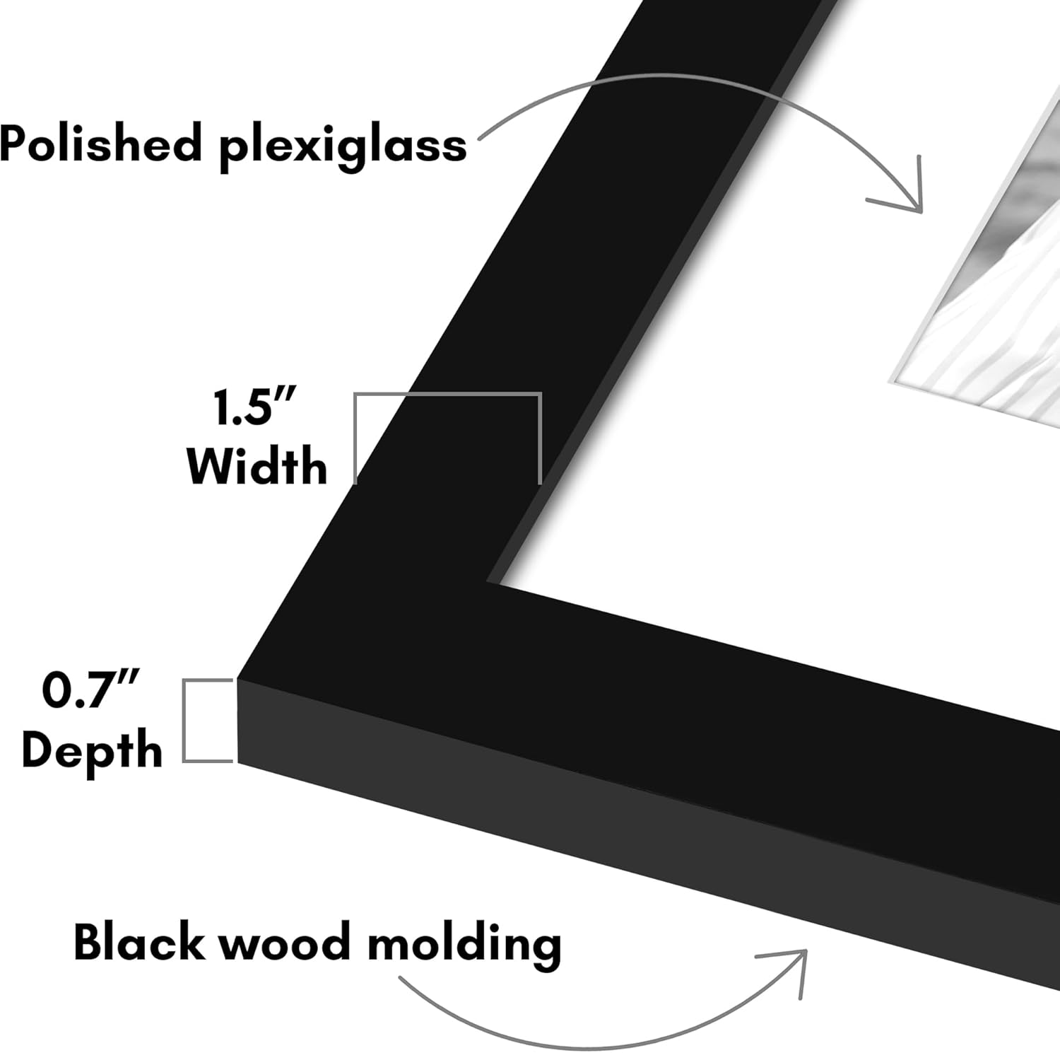 Americanflat 24x34 Poster Frame with Polished Plexiglass - Use as 20x30 Frame with Mat or Display 24x34 Photo Without Mat - Epic Collection - Wide Picture Frames for Wall Display - Black