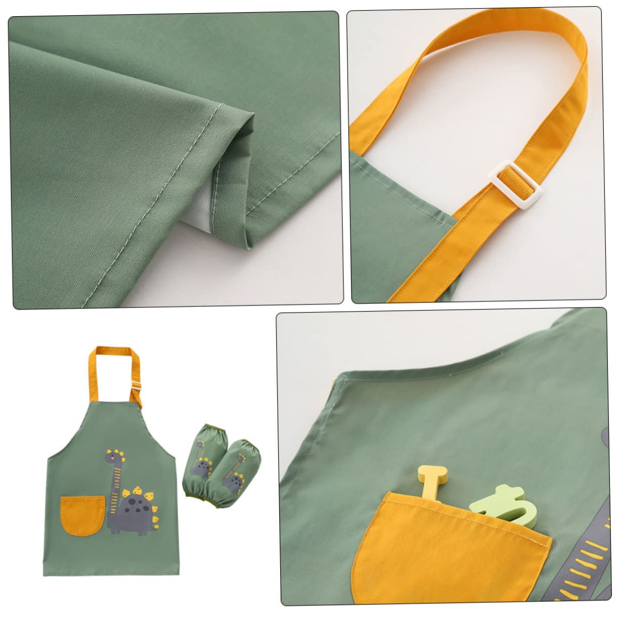 Abaodam tablier pour enfants jolie housse de manche bavoirs tablier bebe tablier repas bebe blouse verte pour enfant l'art des enfants verts dans l'ensemble chiffon