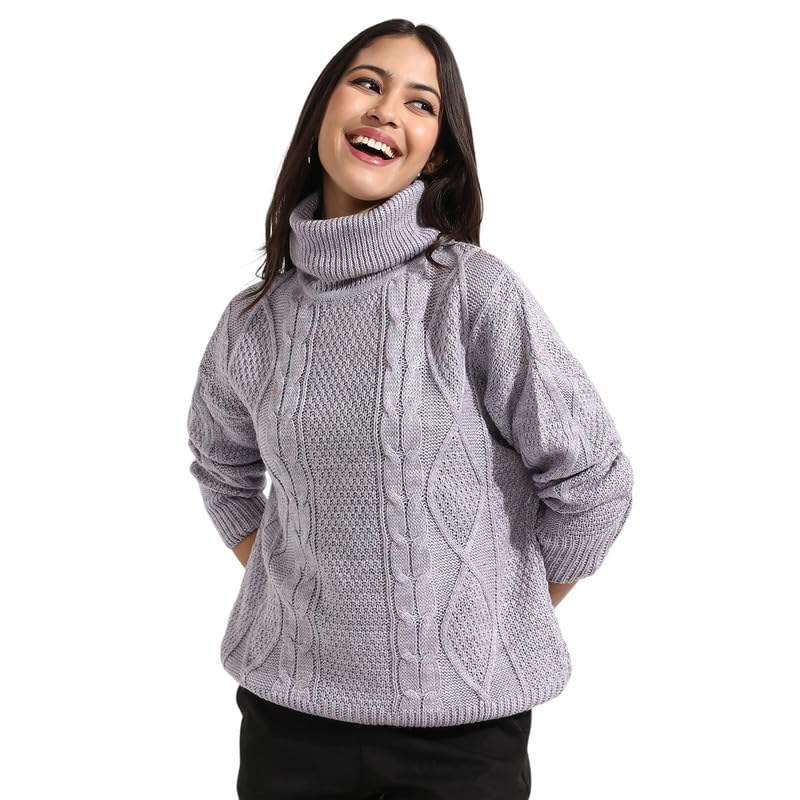 Image of PINACOLADA Women's Geometric-Textured Pullover Sweater for Casual Wear | Crew Neck | Long Sleeves | Pull On Closure | Sweater Crafted with Comfort Fit for Everyday Wear